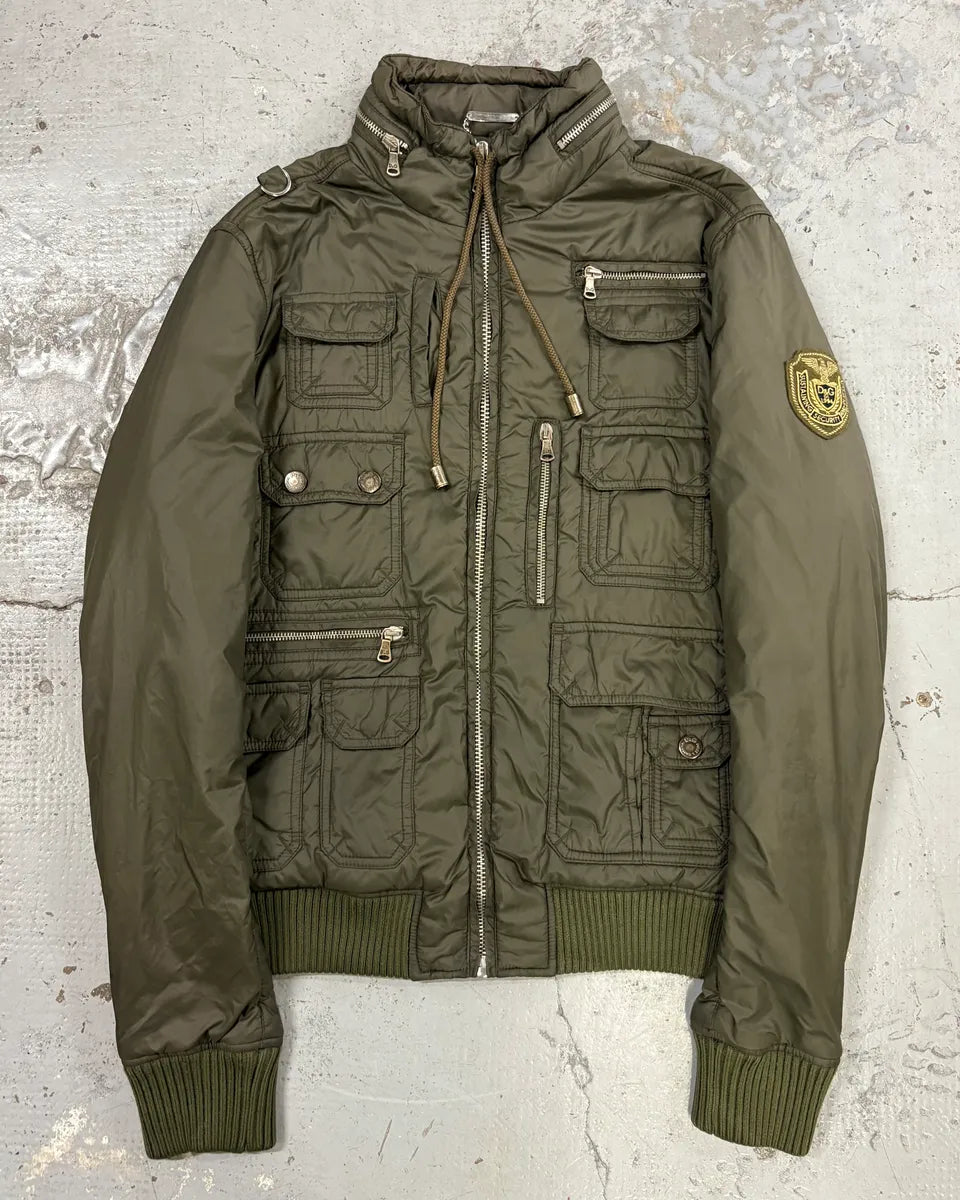 2000s Dolce & Gabbana Khaki Nylon Cargo Bomber Jacket IhUpbMA 0