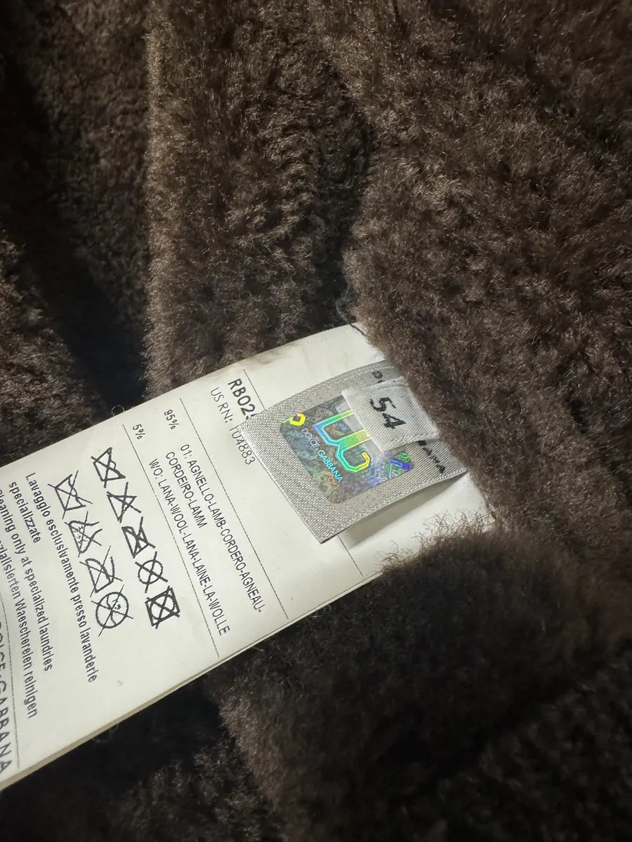2000s Dolce & Gabbana Lamb Shearling Leather Multi Pockets Brown Jacket (L) 5