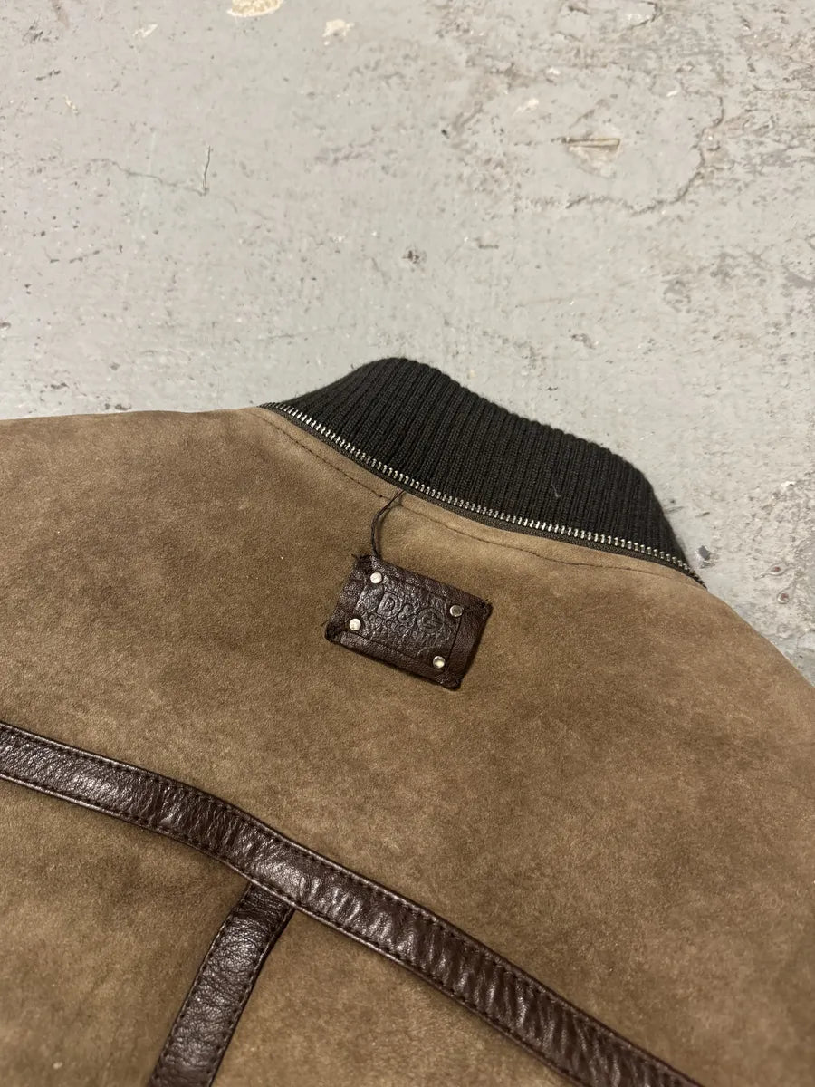 2000s Dolce & Gabbana Lamb Shearling Leather Multi Pockets Brown Jacket (L) 7