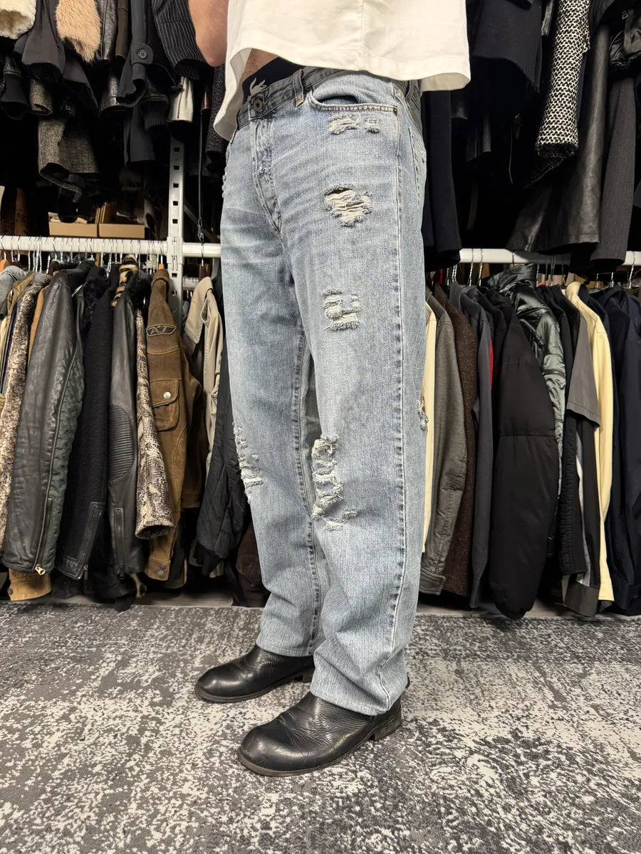2000s Dolce & Gabbana Large Distressed Blue Denim Jeans wyzWBhT 1