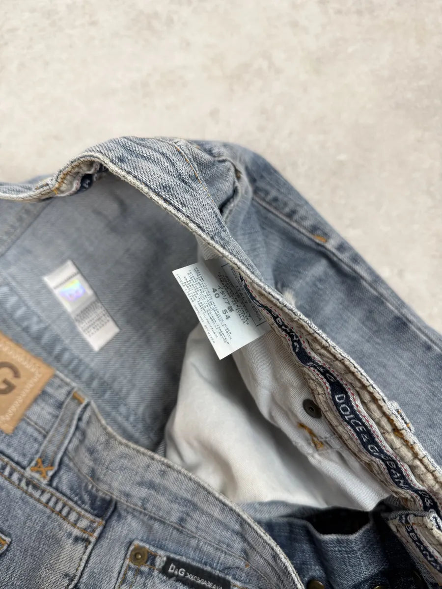 2000s Dolce & Gabbana Large Distressed Blue Denim Jeans wyzWBhT 8