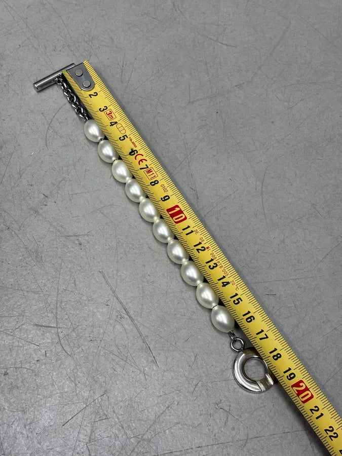 2000s Dolce & Gabbana Large White Fake Pearls Bracelet TcBMJDE 6