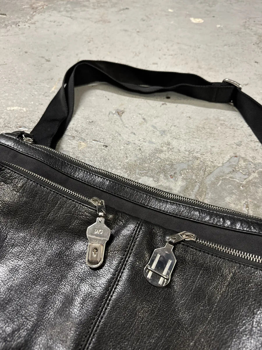 2000s Dolce & Gabbana Large Zip Lock Black Leather Shoulder Bag kvsiChU 10