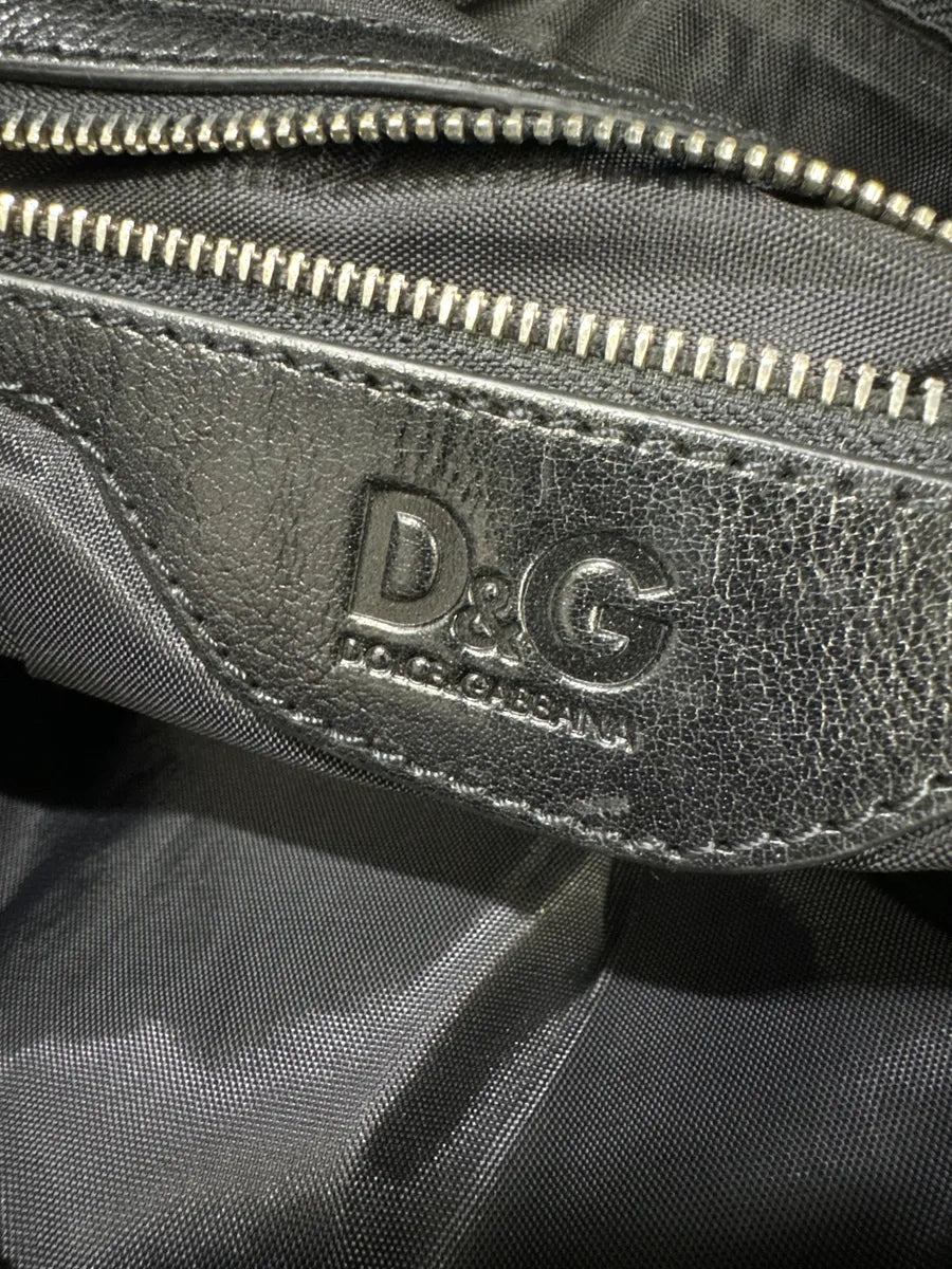 2000s Dolce & Gabbana Large Zip Lock Black Leather Shoulder Bag kvsiChU 7