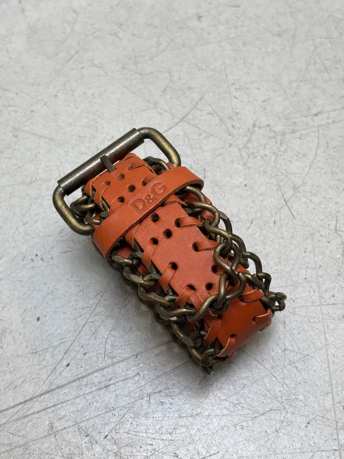 2000s Dolce & Gabbana Leather & Chain Cuff Bracelet XyZlqHA 2