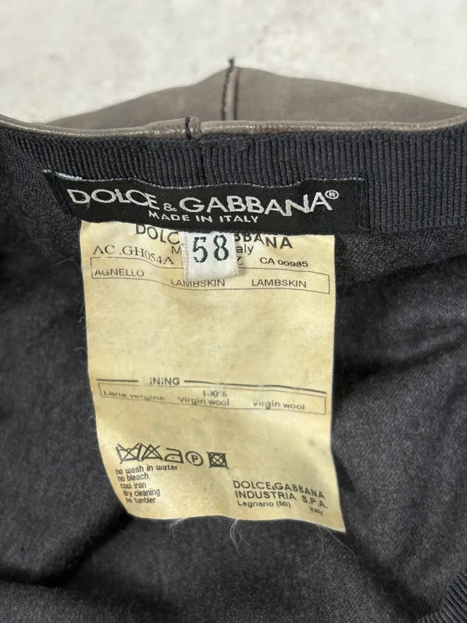 AW2005 Dolce & Gabbana Faded Grey Leather Cap daqzBBT 5