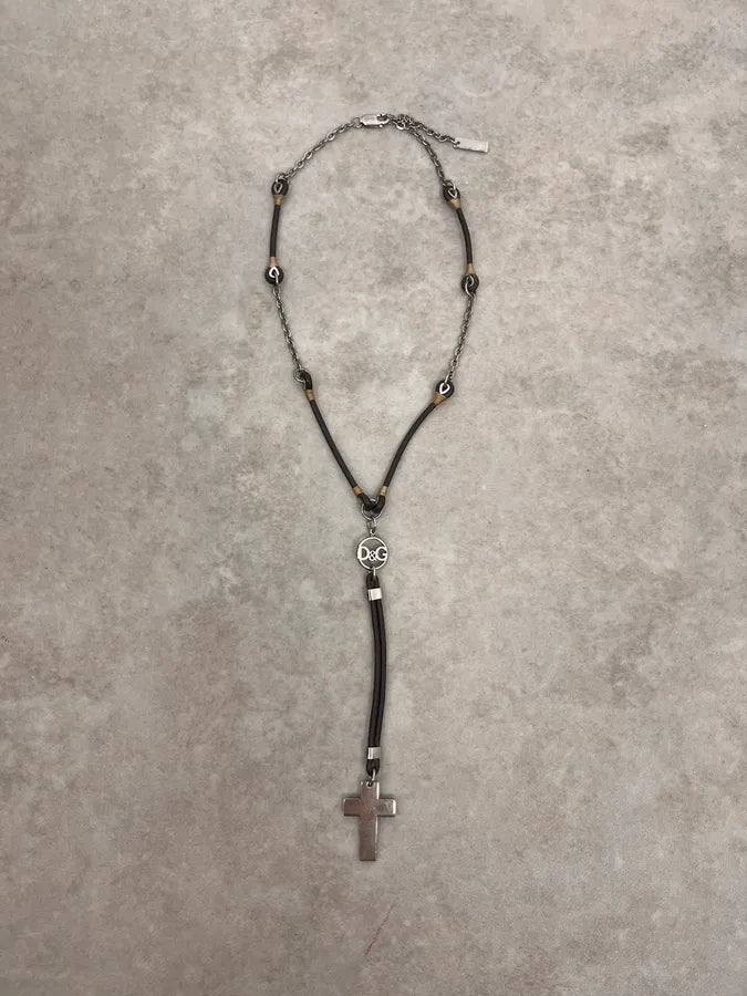 2000s Dolce & Gabbana Leather Cross Necklace pVhBuOW 0