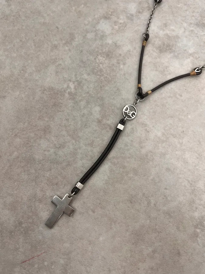 2000s Dolce & Gabbana Leather Cross Necklace pVhBuOW 3
