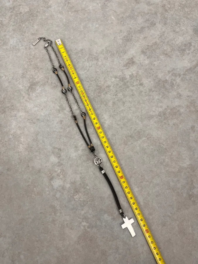 2000s Dolce & Gabbana Leather Cross Necklace pVhBuOW 5