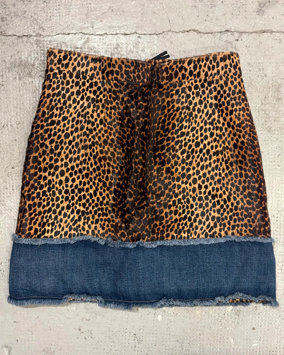 2000s Dolce & Gabbana Leopard Denim Skirt vTceUxd 3