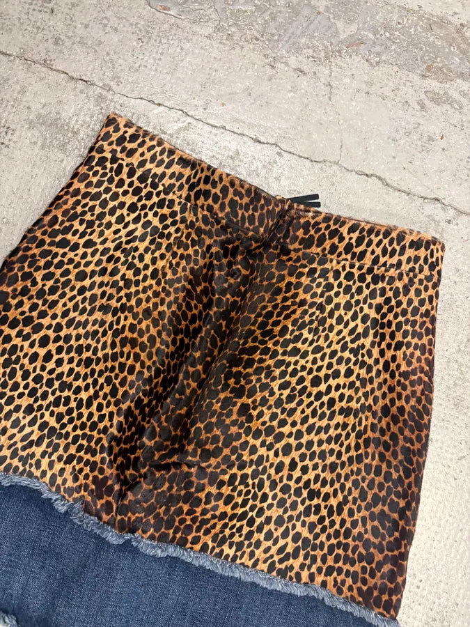 2000s Dolce & Gabbana Leopard Denim Skirt vTceUxd 4