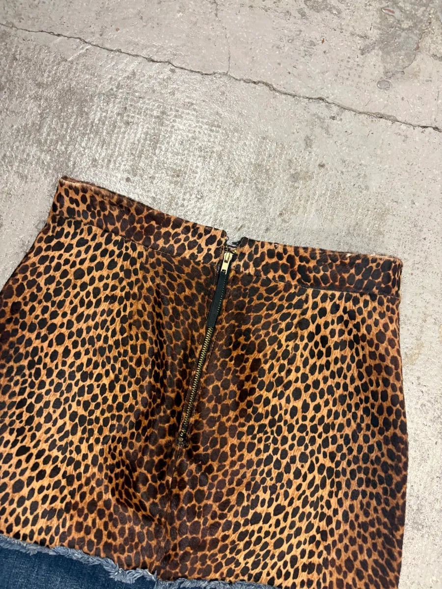 2000s Dolce & Gabbana Leopard Denim Skirt vTceUxd 6