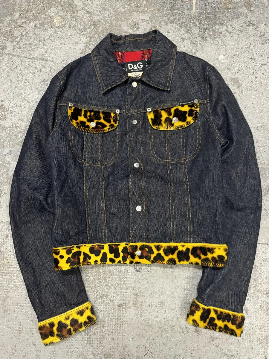 2000s Dolce & Gabbana Leopard Fur Denim Jacket (XS/S) QJseKNJ 0