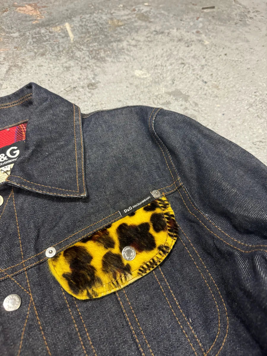 2000s Dolce & Gabbana Leopard Fur Denim Jacket (XS/S) QJseKNJ 3