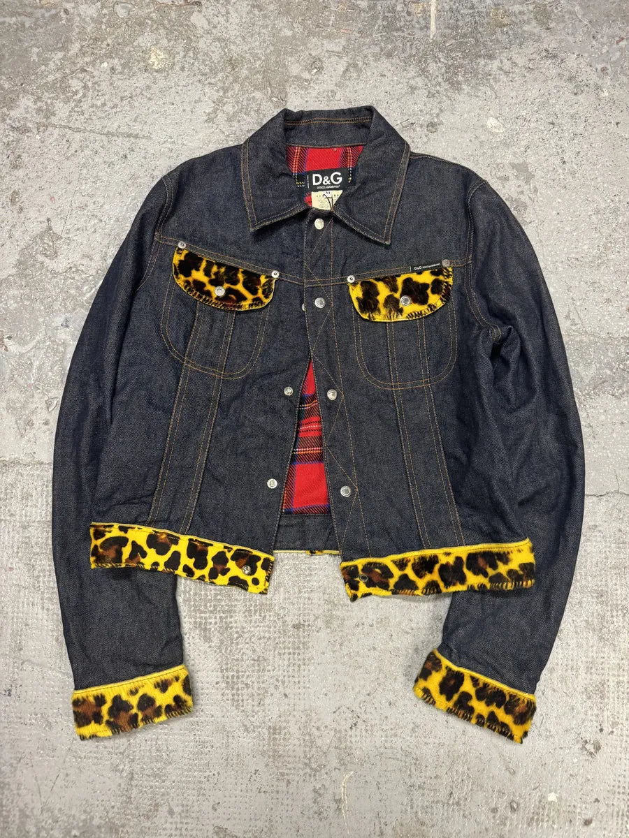 2000s Dolce & Gabbana Leopard Fur Denim Jacket (XS/S) QJseKNJ 4