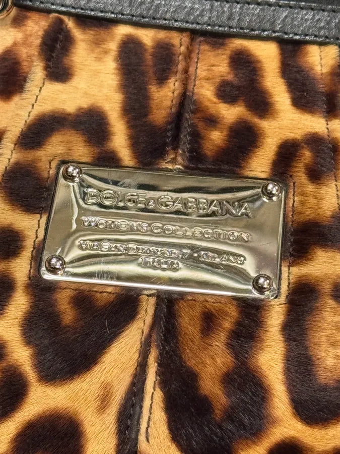 2000s Dolce & Gabbana Leopard Fur Effect Miss Urbannette Handle Bag VKASxdN 4