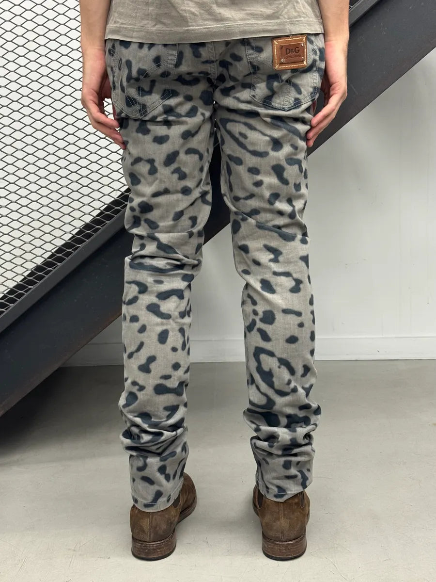 2000s Dolce & Gabbana Leopard Grey Denim Jeans VLXgwpM 3