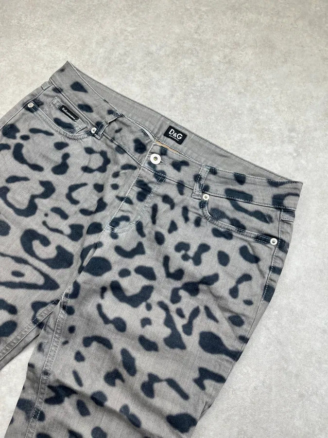 2000s Dolce & Gabbana Leopard Grey Denim Jeans VLXgwpM 5