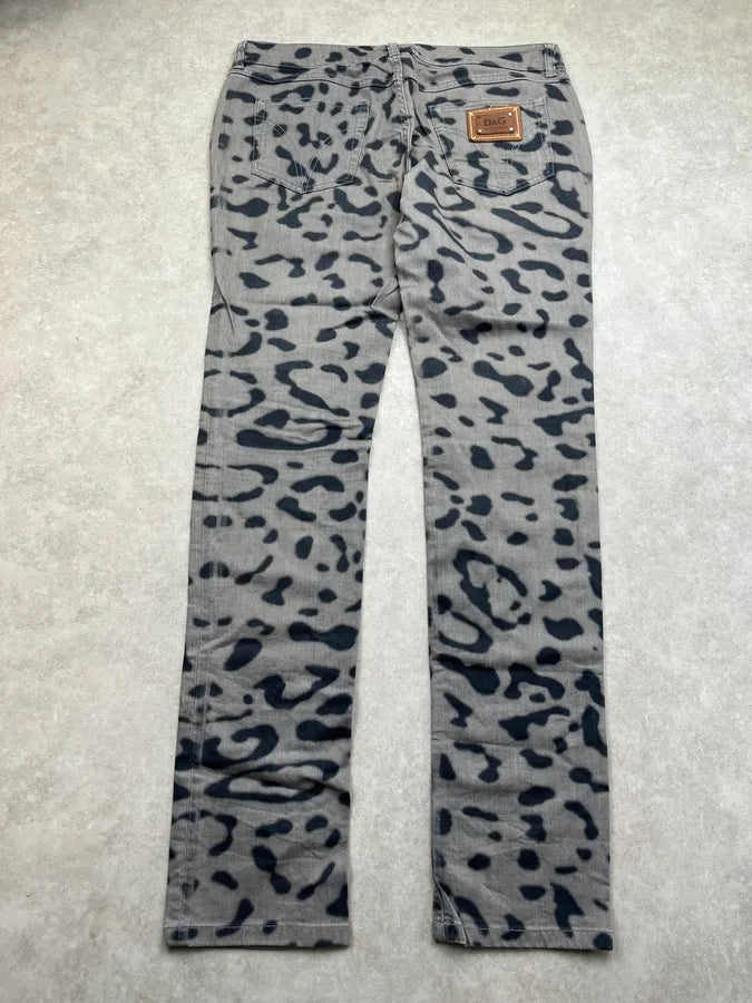 2000s Dolce & Gabbana Leopard Grey Denim Jeans VLXgwpM 6