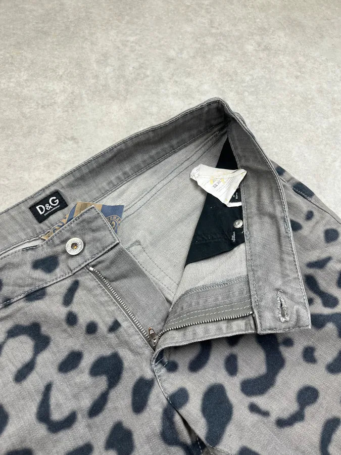 2000s Dolce & Gabbana Leopard Grey Denim Jeans VLXgwpM 7