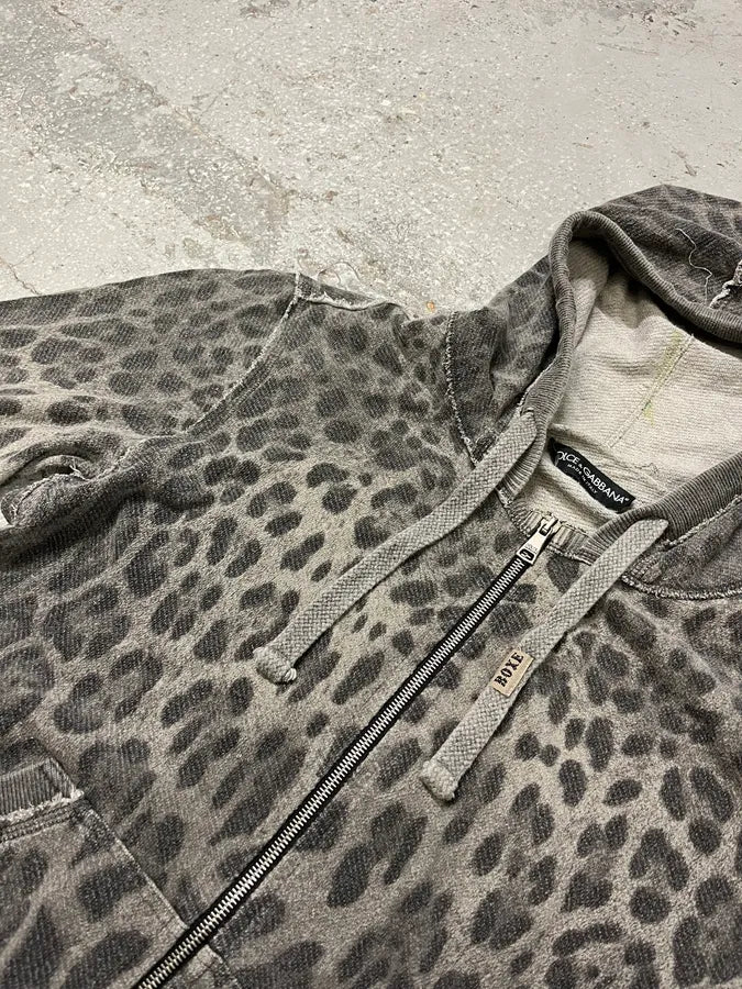 2000s Dolce & Gabbana Leopard Grey Sweatshiet (S/M) oUXRvup 6