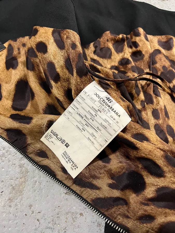 2000s Dolce & Gabbana Leopard Lining Black Dress hPFHsSc 9
