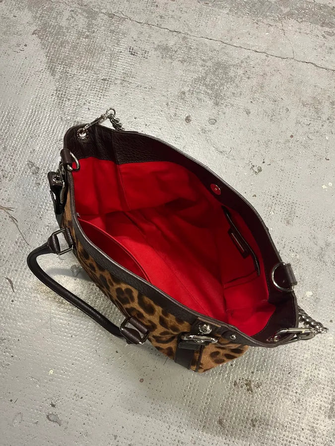 2000s Dolce & Gabbana Leopard Pony Hair Leather Handle Bag UQniBhm 7