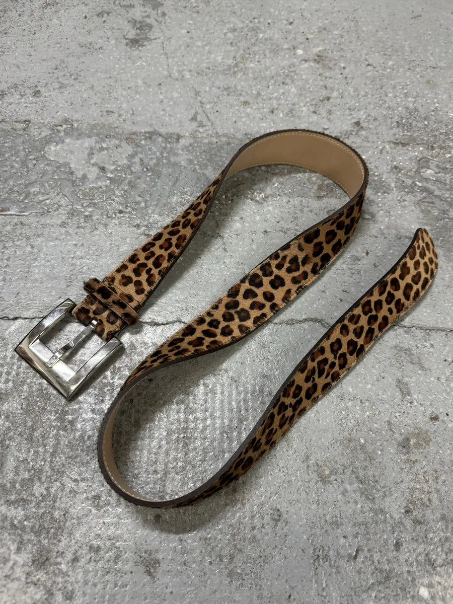 2000s Dolce & Gabbana Leopard Print Pony Hair Leather Belt SuNnliH 0