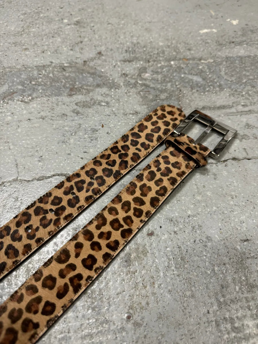 2000s Dolce & Gabbana Leopard Print Pony Hair Leather Belt SuNnliH 1