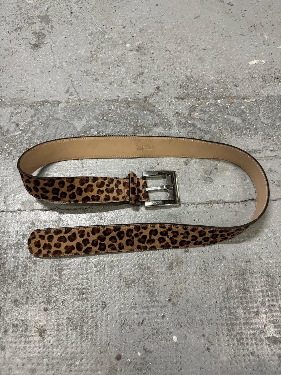 2000s Dolce & Gabbana Leopard Print Pony Hair Leather Belt SuNnliH 2