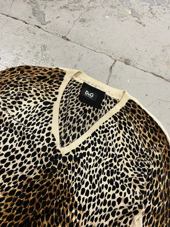 2000s Dolce & Gabbana Leopard Silk Beige Sweater dbaorzi 4