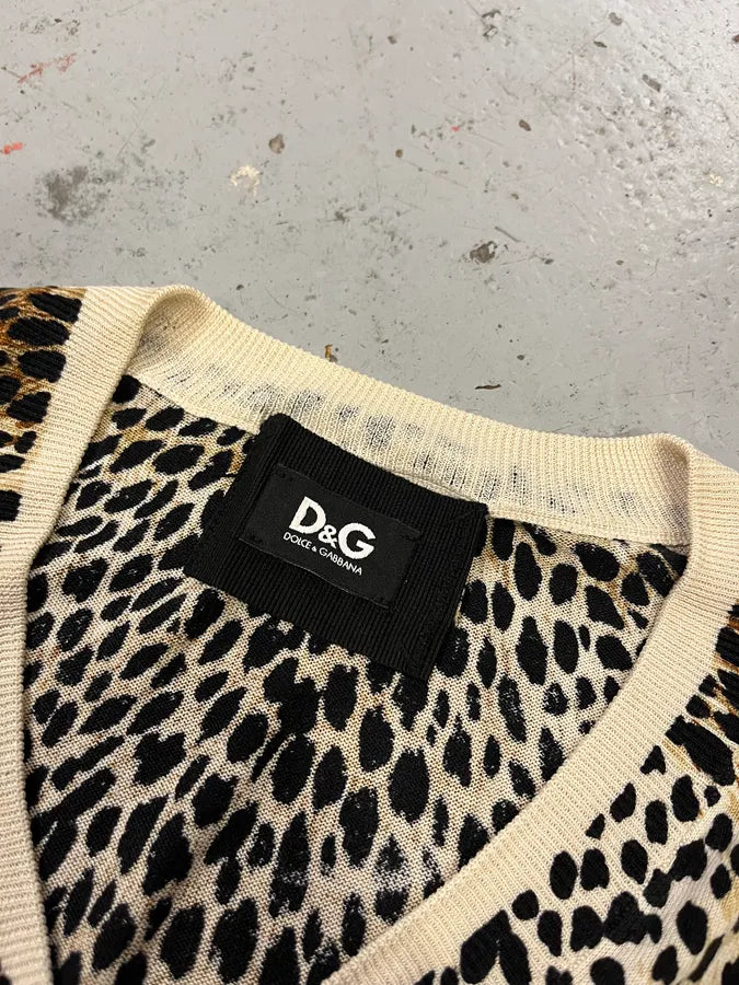 2000s Dolce & Gabbana Leopard Silk Beige Sweater dbaorzi 7