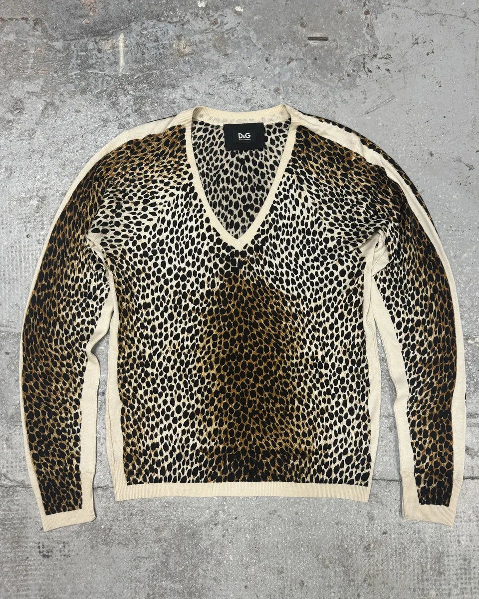 2000s Dolce & Gabbana Leopard V Sweater (S/M) 0