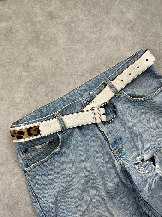 2000s Dolce & Gabbana Leopard White Leather Belt qfSVhKP 2