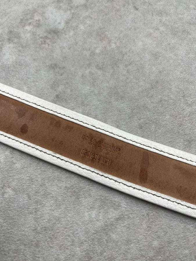 2000s Dolce & Gabbana Leopard White Leather Belt qfSVhKP 8