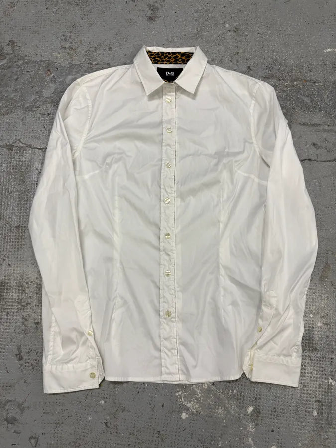 2000s Dolce & Gabbana Leopard White Shirt fKkQeBr 0