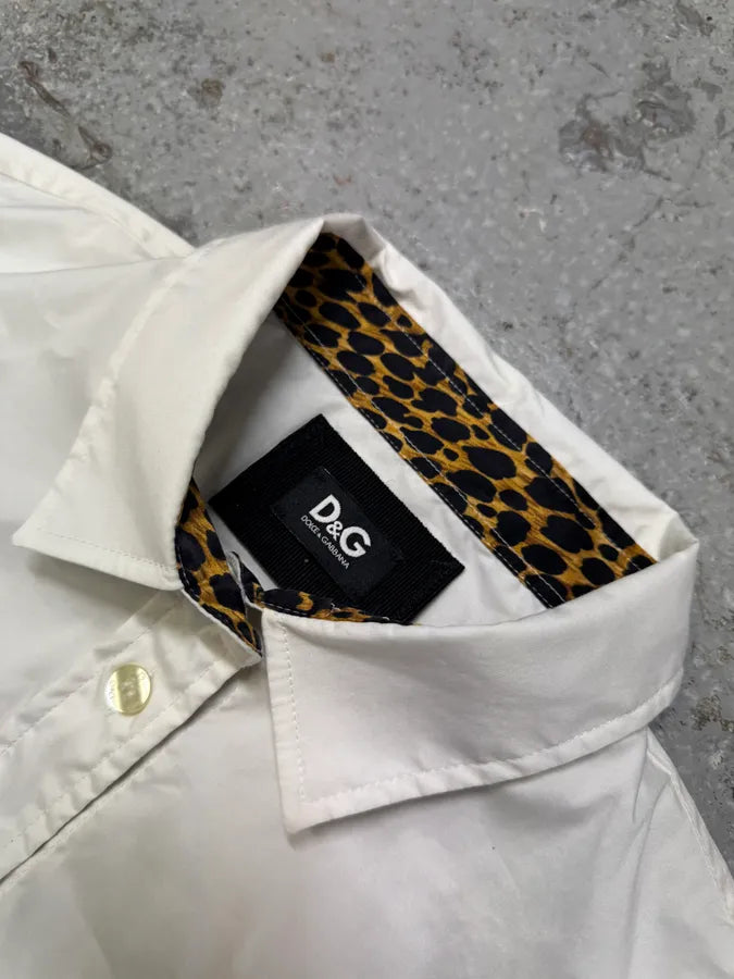 2000s Dolce & Gabbana Leopard White Shirt fKkQeBr 1