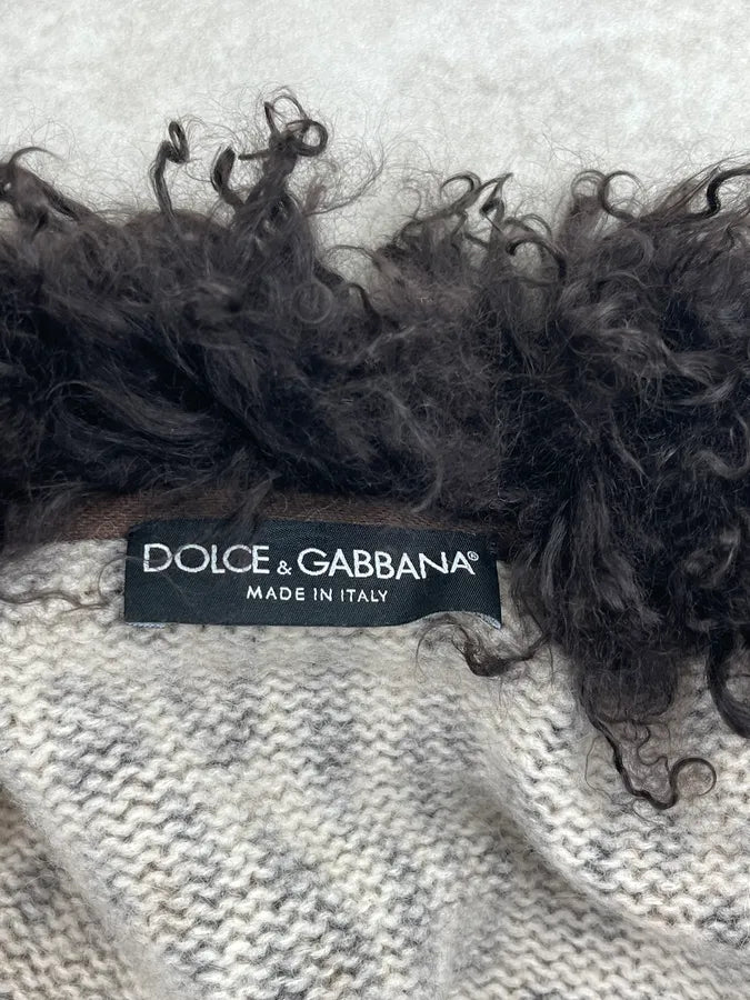2000s Dolce & Gabbana Leopard Wool Faux Fur Collar Long Cardigan PgSQQOl 10