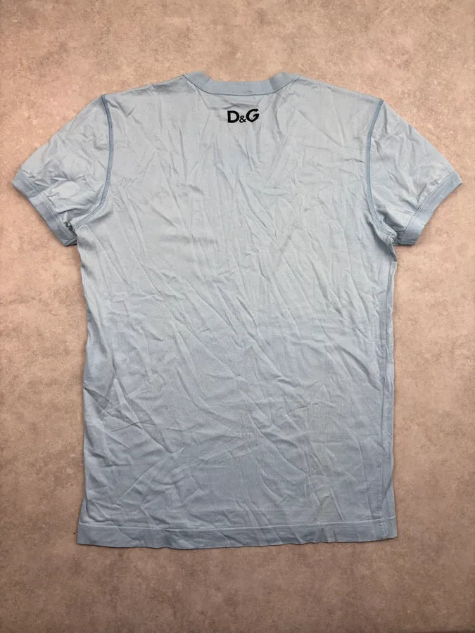 2000s Dolce & Gabbana Light Blue Cotton Bella Darvi Portrait T-Shirt jSmjQpZ 4