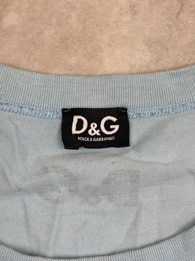 2000s Dolce & Gabbana Light Blue Cotton Bella Darvi Portrait T-Shirt jSmjQpZ 7