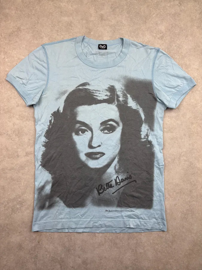2000s Dolce & Gabbana Light Blue Cotton Bella Darvi Portrait T-Shirt jSmjQpZ 2