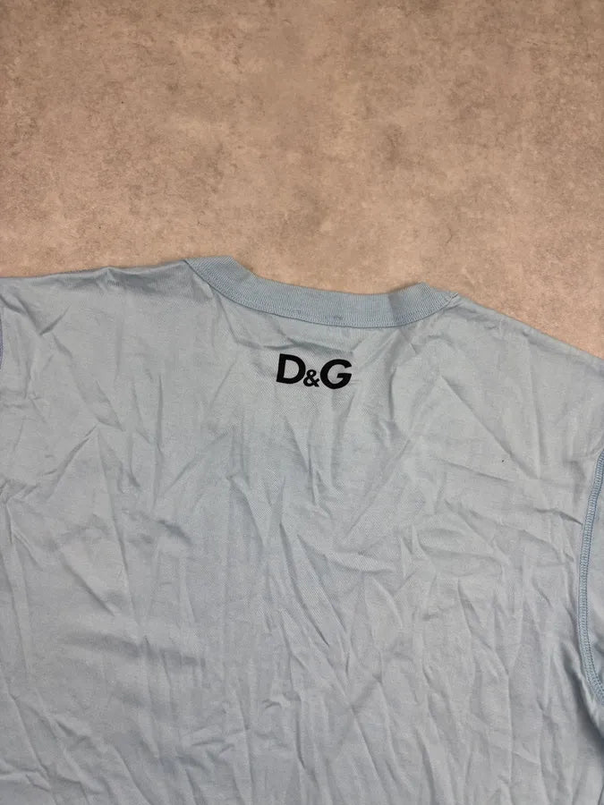2000s Dolce & Gabbana Light Blue Cotton Bella Darvi Portrait T-Shirt jSmjQpZ 5