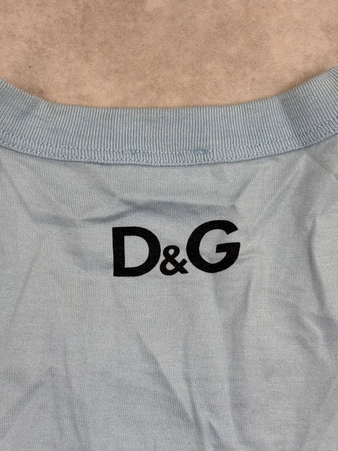 2000s Dolce & Gabbana Light Blue Cotton Bella Darvi Portrait T-Shirt jSmjQpZ 8