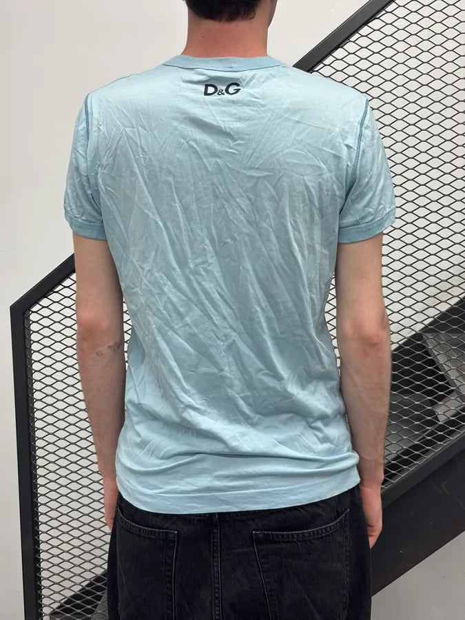 2000s Dolce & Gabbana Light Blue Cotton Bella Darvi Portrait T-Shirt jSmjQpZ 1