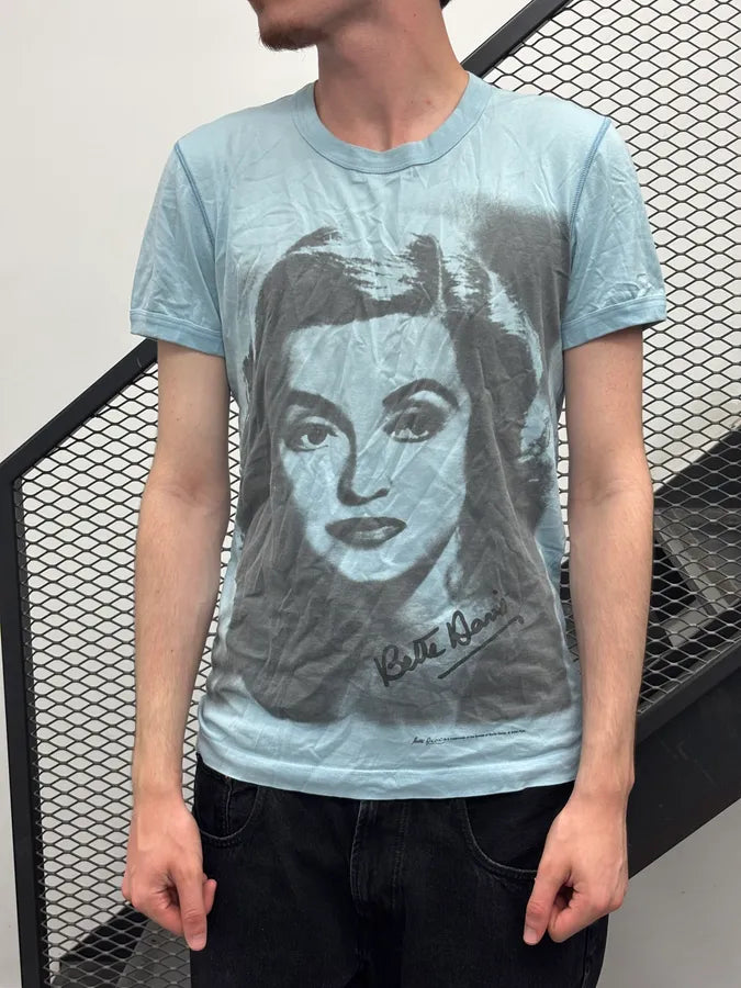 2000s Dolce & Gabbana Light Blue Cotton Bella Darvi Portrait T-Shirt jSmjQpZ 0