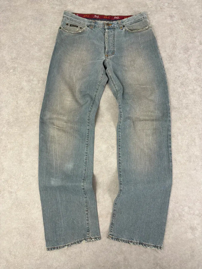 AW2003 Dolce & Gabbana Light Blue Faded Denim Jeans gkKRyZM 0