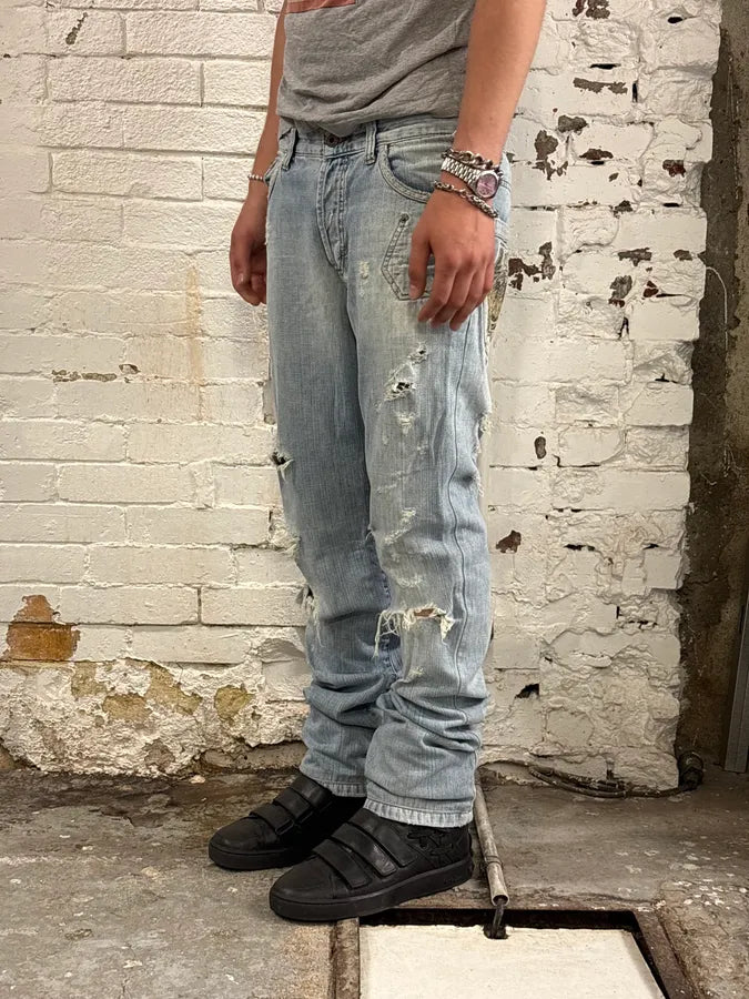 SS2006 Dolce & Gabbana Light Blue Denim Distressed Jeans nAZSMQn 1