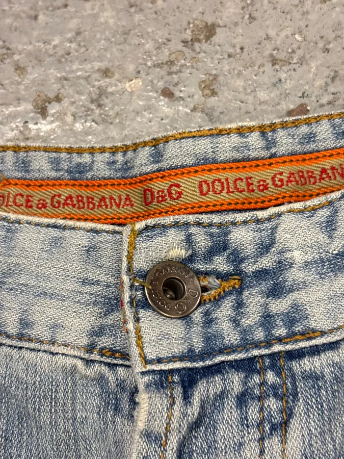 SS2006 Dolce & Gabbana Light Blue Denim Distressed Jeans nAZSMQn 7