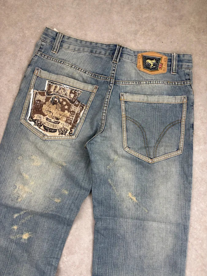 SS2006 Dolce & Gabbana Light Blue Denim Distressed Jeans nJLNJWU 6