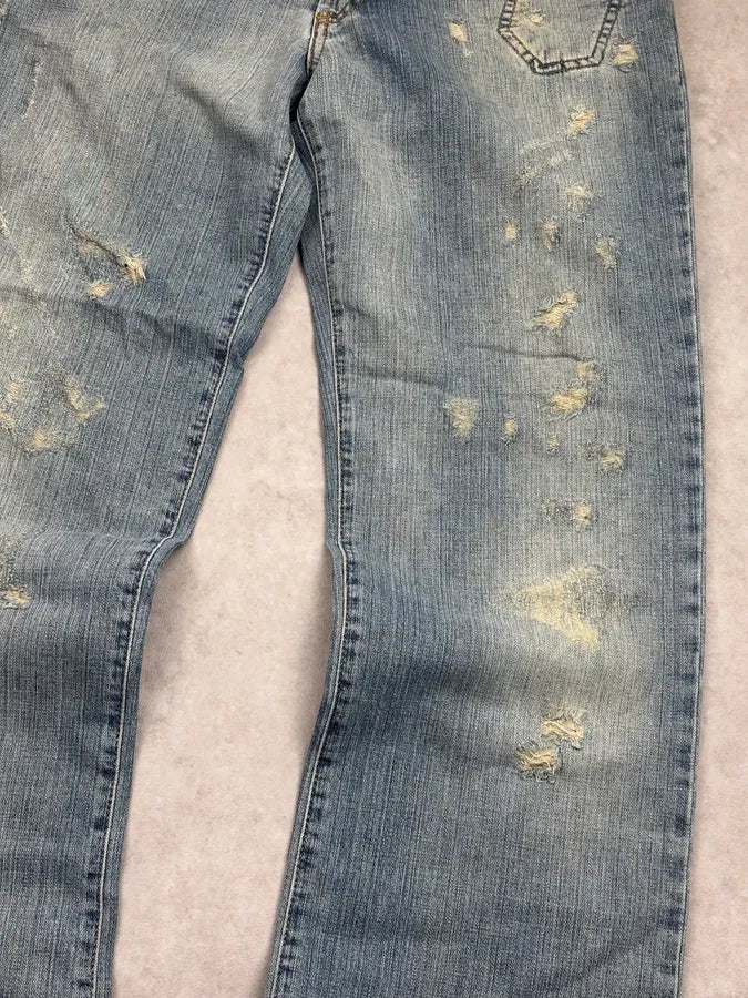 SS2006 Dolce & Gabbana Light Blue Denim Distressed Jeans nJLNJWU 10